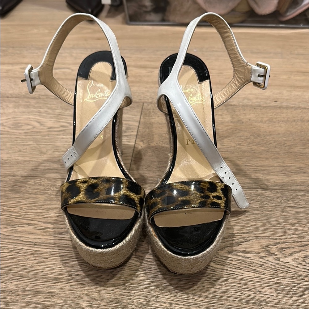 Christian Louboutin Leopard Print and White Women's Sandals